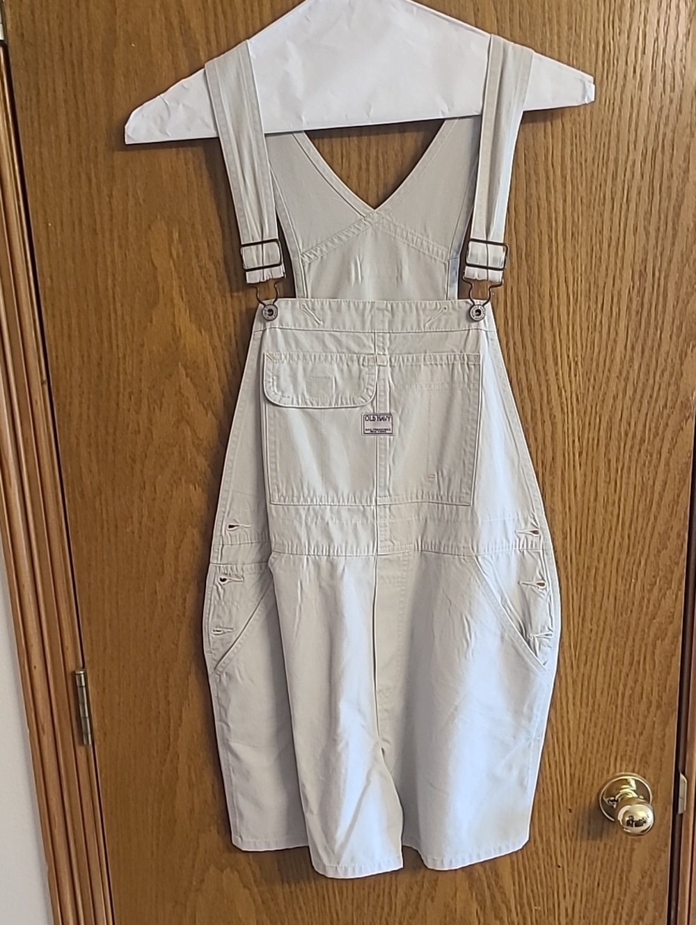 Vintage OLD NAVY Light Beige Women’s Denim Overalls - Classic Utility Style